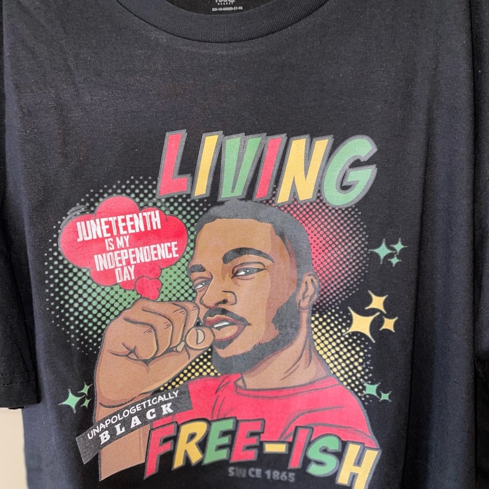 Custom printed “Living Free-ish” t-shirt